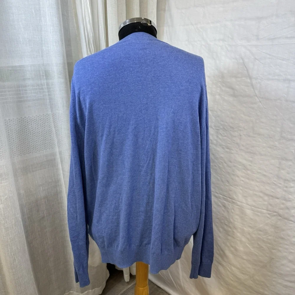 Brooks Brothers Red Fleece V Neck Mens XL Cotton Cashmere‎ Blue Pullover